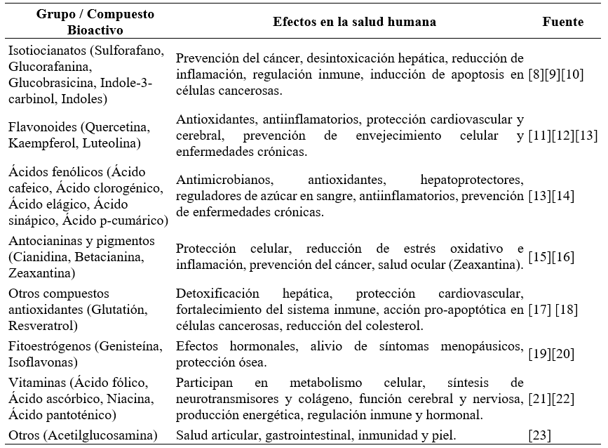 efectos bioactivos del brocoli
