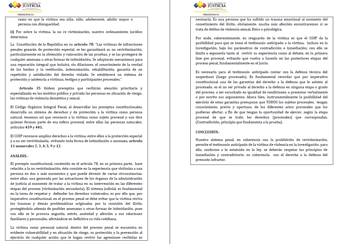 Reglas para la recepción del testimonio de la víctima del COIP Art. 510